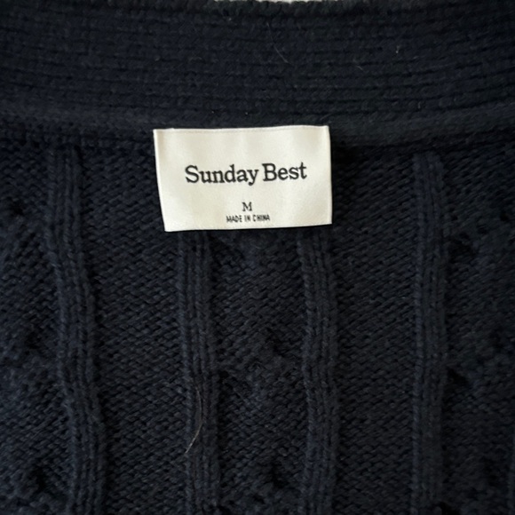 Sunday Best Navy Cable Knit V-Neck Cropped Cardigan - Picture 2 of 3